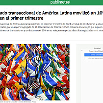 El mercado transaccional de Amrica Latina moviliz un 10% de capital en el primer trimestre